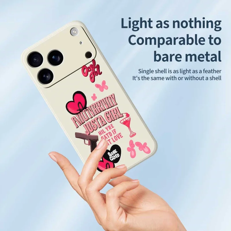 Für iPhone 17 Pro Hülle Rosa Elemente Muster Druck Gerade Kante TPU Handy Rückseite Abdeckung - Grün