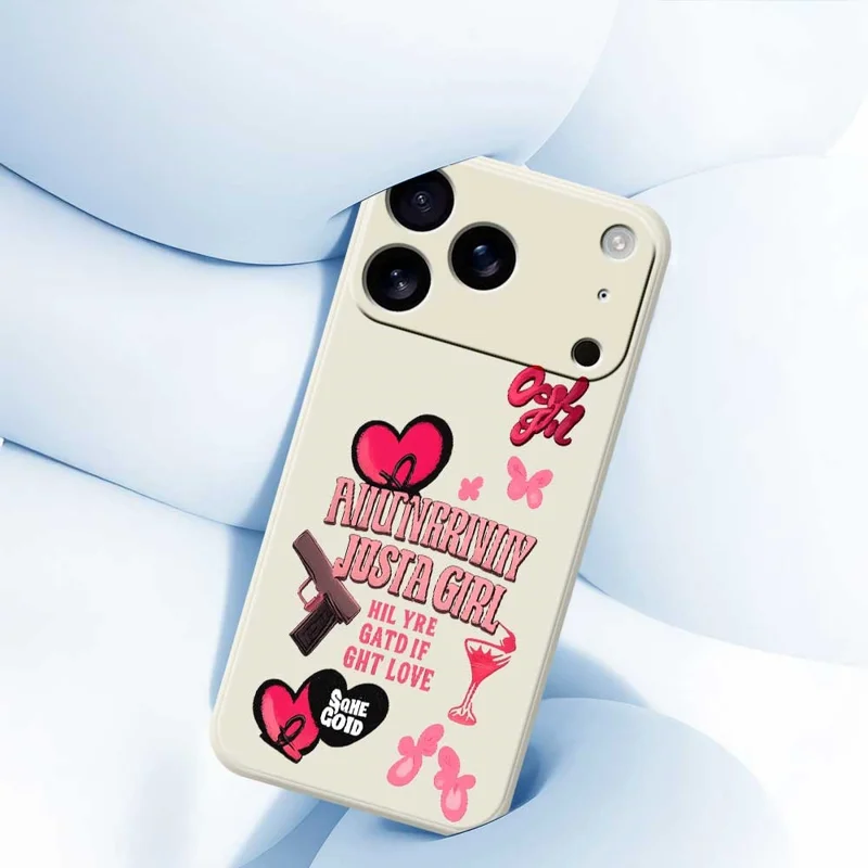 Für iPhone 17 Pro Hülle Rosa Elemente Muster Druck Gerade Kante TPU Handy Rückseite Abdeckung - Grün