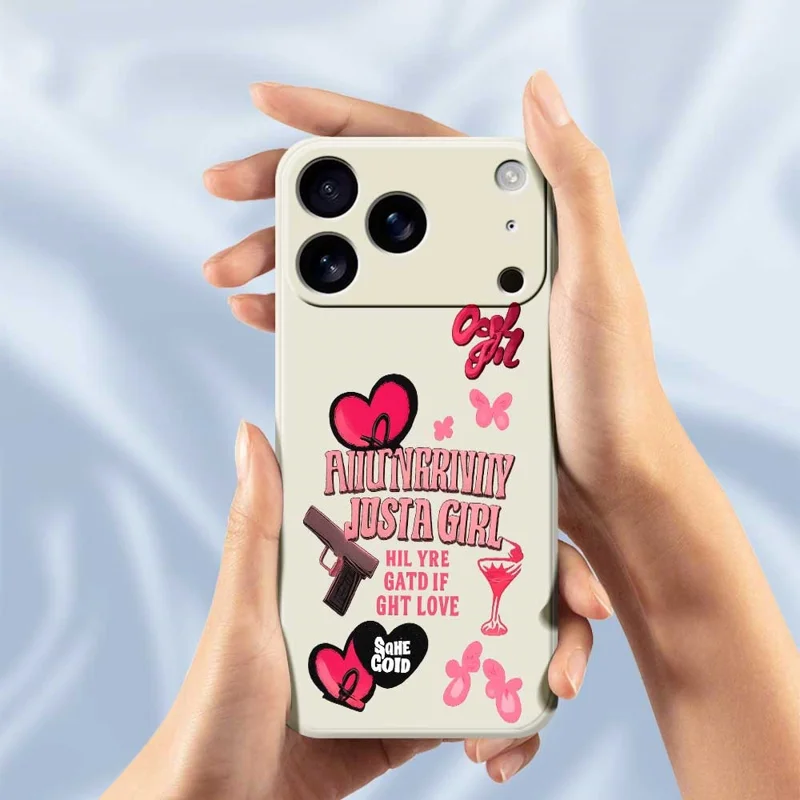 Für iPhone 17 Pro Hülle Rosa Elemente Muster Druck Gerade Kante TPU Handy Rückseite Abdeckung - Grün