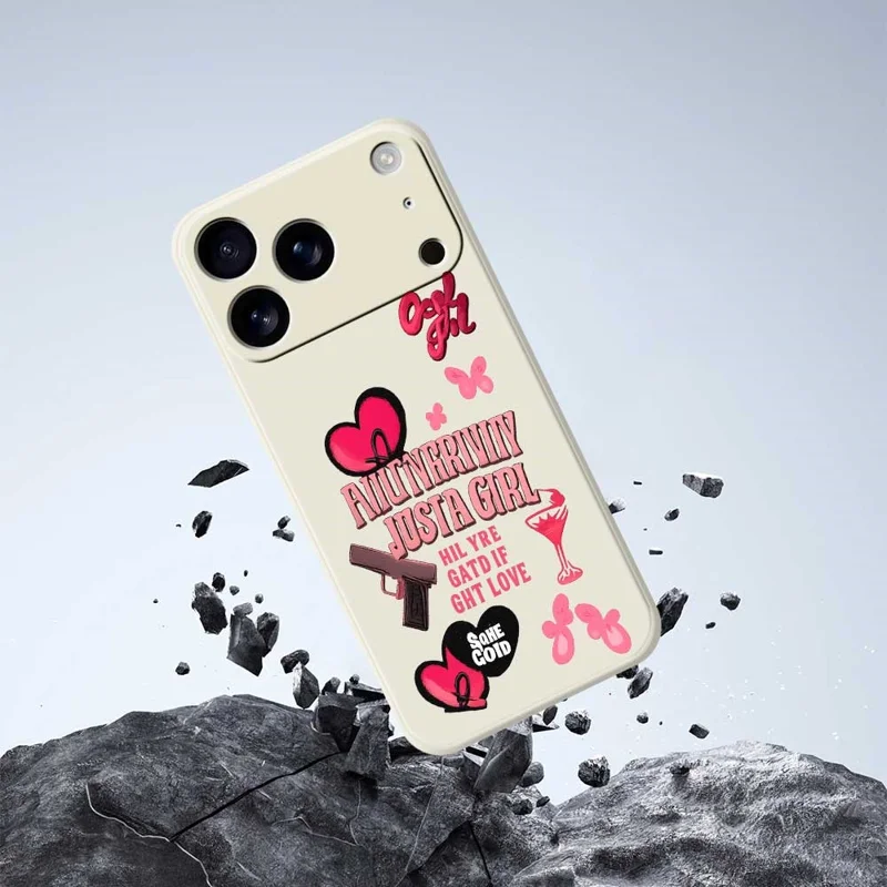 Für iPhone 17 Pro Hülle Rosa Elemente Muster Druck Gerade Kante TPU Handy Rückseite Abdeckung - Grün
