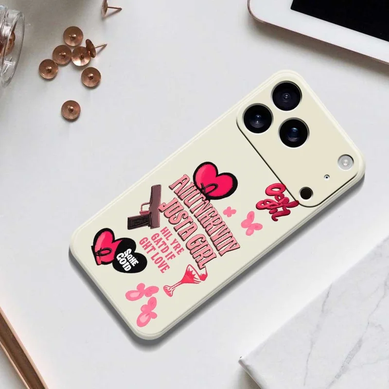 Für iPhone 17 Pro Hülle Rosa Elemente Muster Druck Gerade Kante TPU Handy Rückseite Abdeckung - Grün