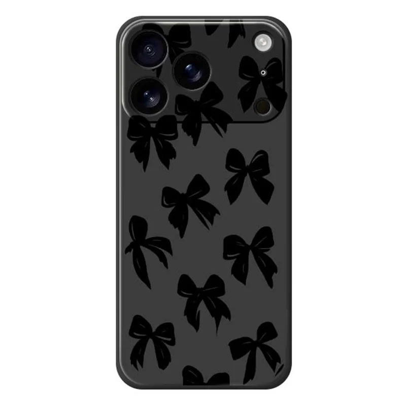 Für iPhone 17 Pro Hülle Schwarzes Schleifenmuster Druck Geradkantig TPU Handy-Rückseite Schutzhülle - Schwarz