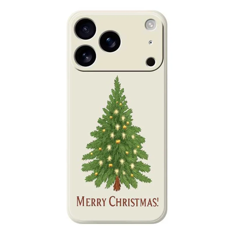 Für iPhone 17 Pro Hülle Weihnachtsbaum-Muster Druck Gerade Kante TPU Handy Rückseite Abdeckung - Beige
