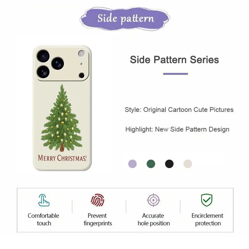 Für iPhone 17 Pro Hülle Weihnachtsbaum-Muster Druck Gerade Kante TPU Handy Rückseite Abdeckung - Beige