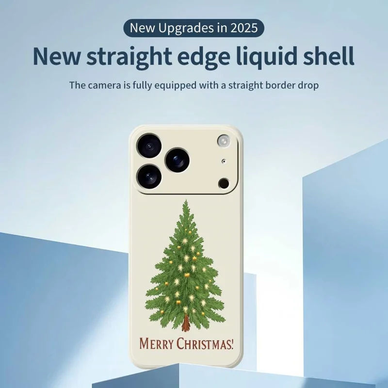 Für iPhone 17 Pro Hülle Weihnachtsbaum-Muster Druck Gerade Kante TPU Handy Rückseite Abdeckung - Beige