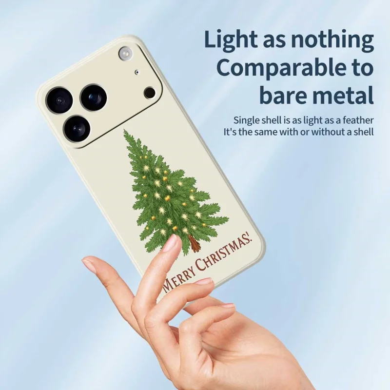 Für iPhone 17 Pro Hülle Weihnachtsbaum-Muster Druck Gerade Kante TPU Handy Rückseite Abdeckung - Beige