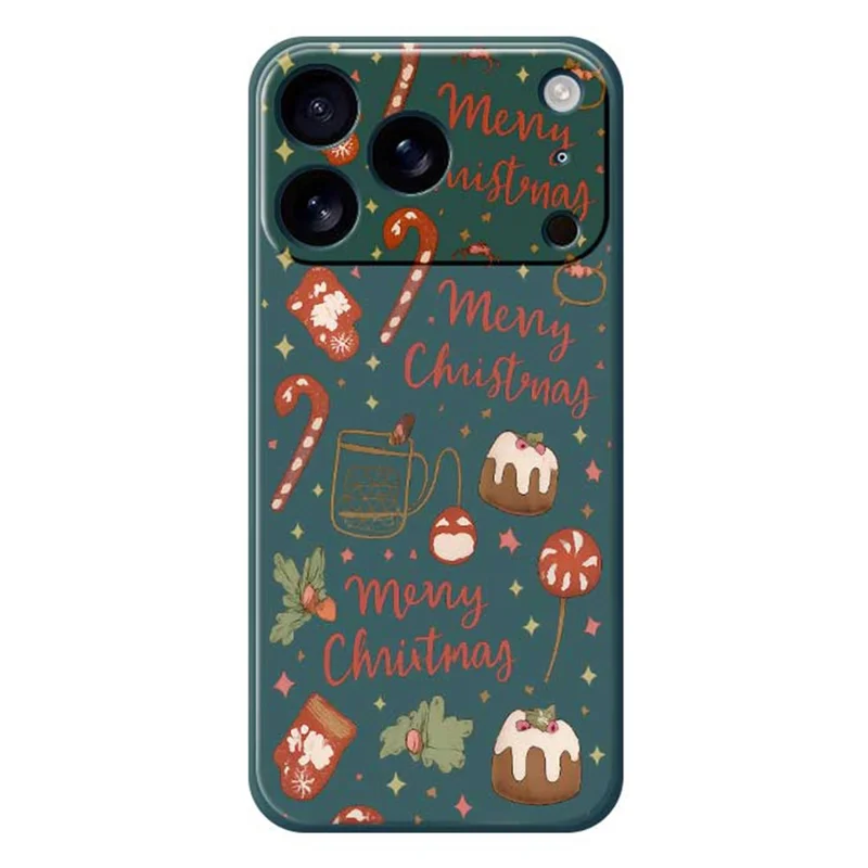 Für iPhone 17 Pro Hülle Fröhliche Weihnachten Muster Druck Gerade Kante TPU Handyrückseite Schutzhülle - Grün