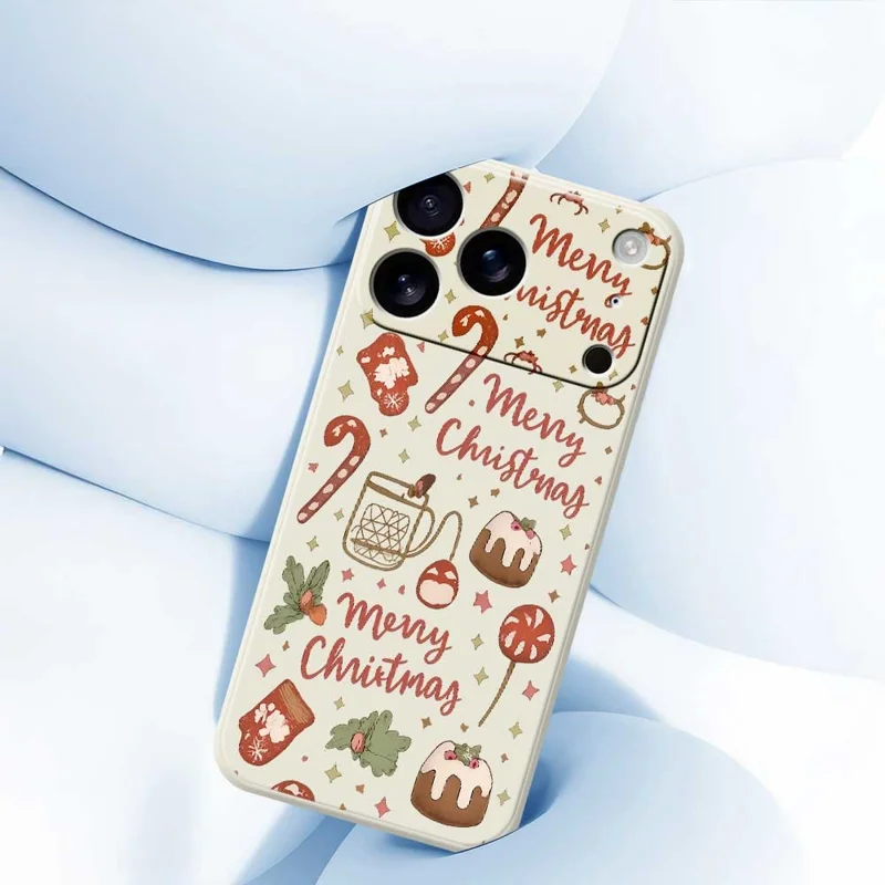 Für iPhone 17 Pro Hülle Fröhliche Weihnachten Muster Druck Gerade Kante TPU Handyrückseite Schutzhülle - Grün