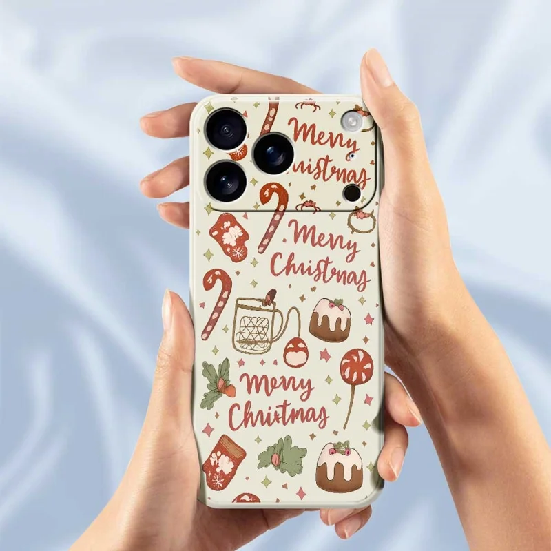Für iPhone 17 Pro Hülle Fröhliche Weihnachten Muster Druck Gerade Kante TPU Handyrückseite Schutzhülle - Grün