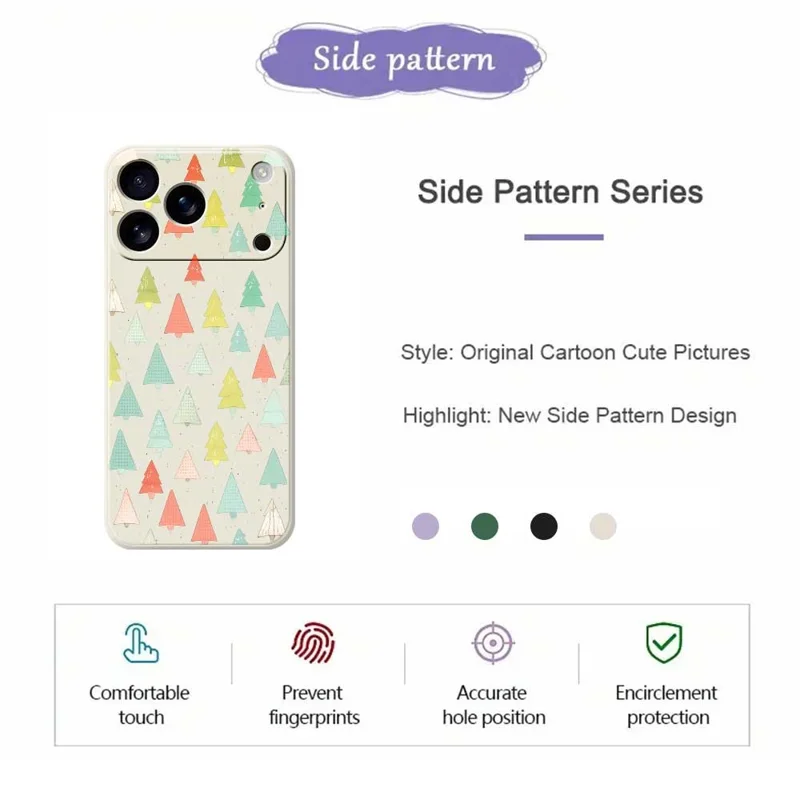 Für iPhone 17 Pro Hülle Buntes Bäume-Muster Druck Gerade Kante TPU Handy-Rückseite Schutzhülle - Beige