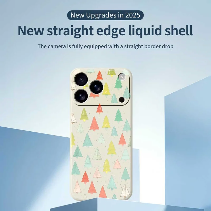 Für iPhone 17 Pro Hülle Buntes Bäume-Muster Druck Gerade Kante TPU Handy-Rückseite Schutzhülle - Beige