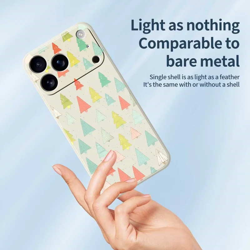 Für iPhone 17 Pro Hülle Buntes Bäume-Muster Druck Gerade Kante TPU Handy-Rückseite Schutzhülle - Beige