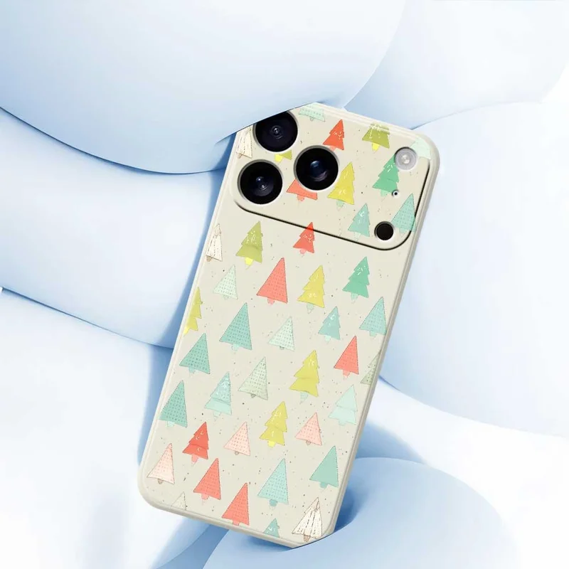 Für iPhone 17 Pro Hülle Buntes Bäume-Muster Druck Gerade Kante TPU Handy-Rückseite Schutzhülle - Beige