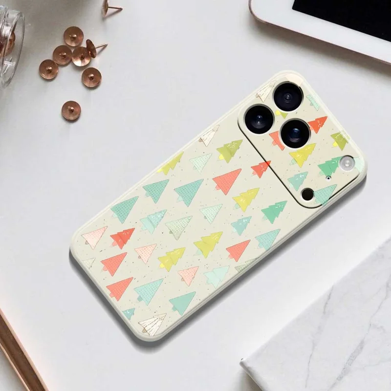 Für iPhone 17 Pro Hülle Buntes Bäume-Muster Druck Gerade Kante TPU Handy-Rückseite Schutzhülle - Beige