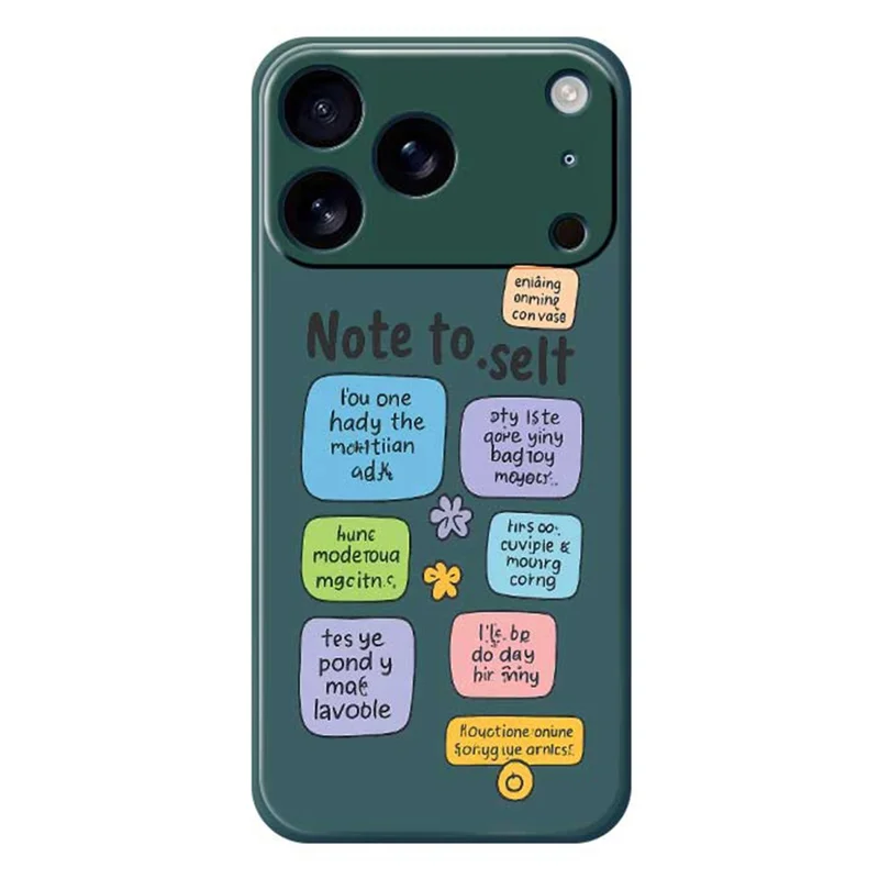 Für iPhone 17 Pro Hülle Bunte Haftnotizen Muster Druck Gerade Kante TPU Handy Rückseite Schutzhülle - Grün