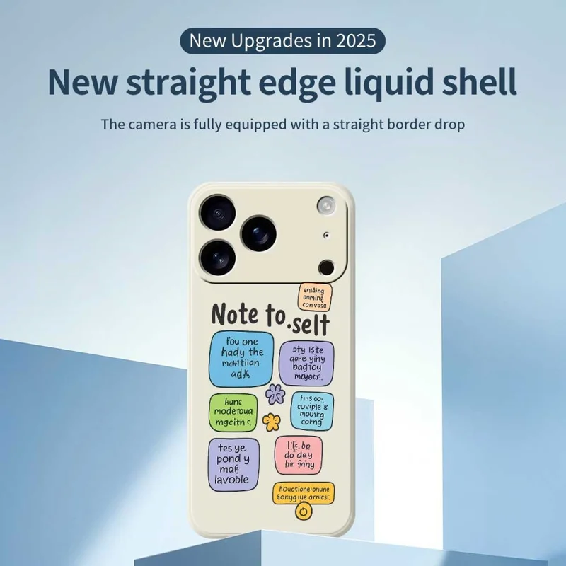 Für iPhone 17 Pro Hülle Bunte Haftnotizen Muster Druck Gerade Kante TPU Handy Rückseite Schutzhülle - Grün