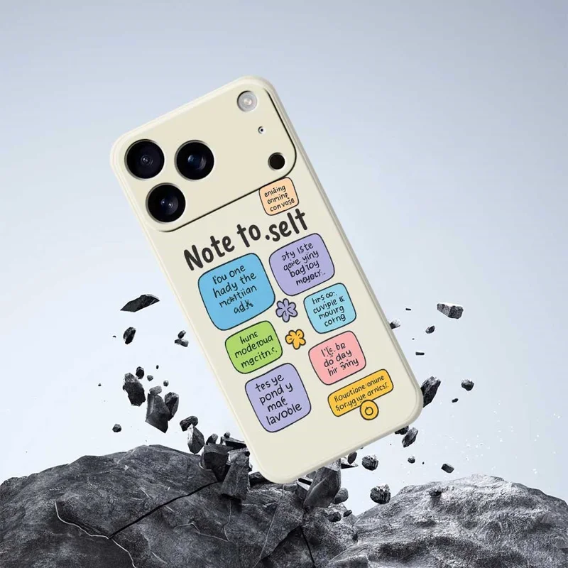 Für iPhone 17 Pro Hülle Bunte Haftnotizen Muster Druck Gerade Kante TPU Handy Rückseite Schutzhülle - Grün
