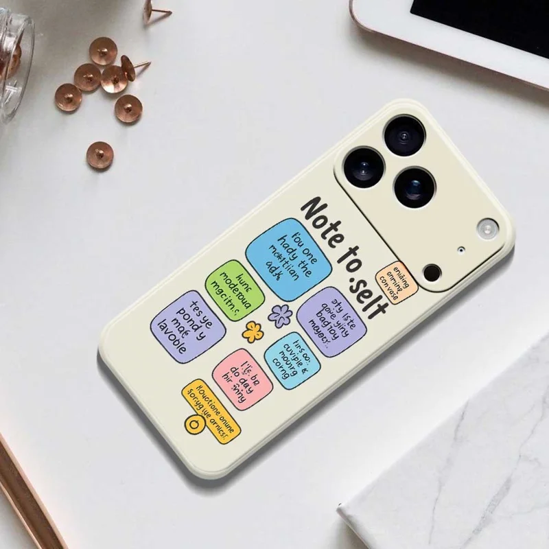 Für iPhone 17 Pro Hülle Bunte Haftnotizen Muster Druck Gerade Kante TPU Handy Rückseite Schutzhülle - Grün