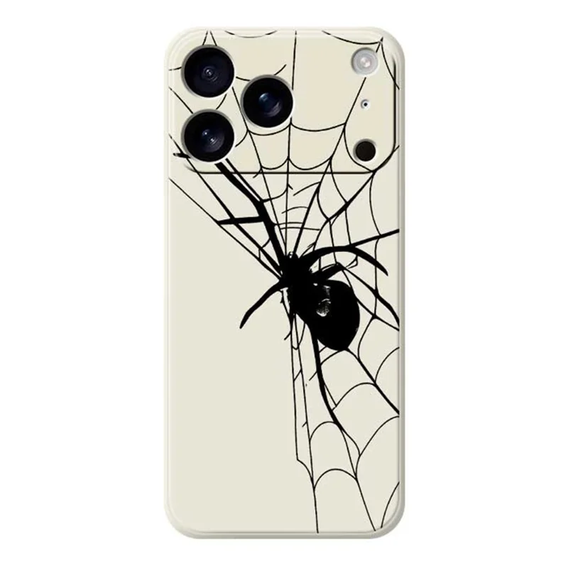 Für iPhone 17 Pro Hülle Spinnenmusters-Druck Gerade Kante TPU Handy-Rückseite Schutzhülle - Beige