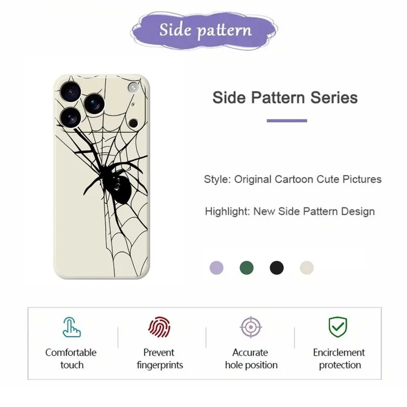 Für iPhone 17 Pro Hülle Spinnenmusters-Druck Gerade Kante TPU Handy-Rückseite Schutzhülle - Beige