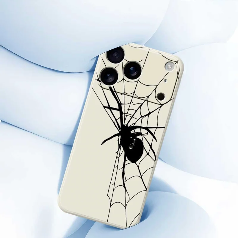 Für iPhone 17 Pro Hülle Spinnenmusters-Druck Gerade Kante TPU Handy-Rückseite Schutzhülle - Beige
