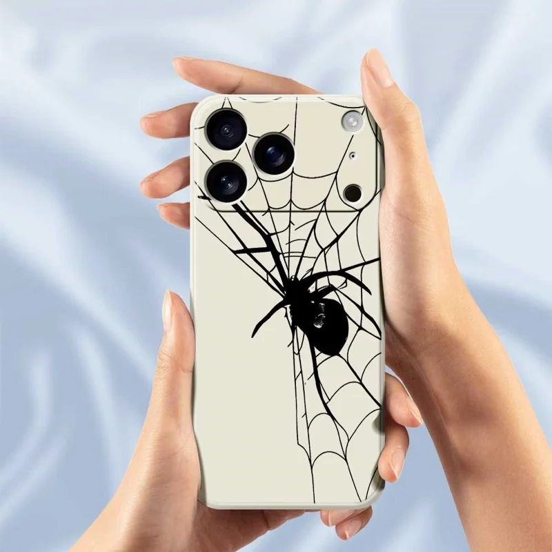 Für iPhone 17 Pro Hülle Spinnenmusters-Druck Gerade Kante TPU Handy-Rückseite Schutzhülle - Beige