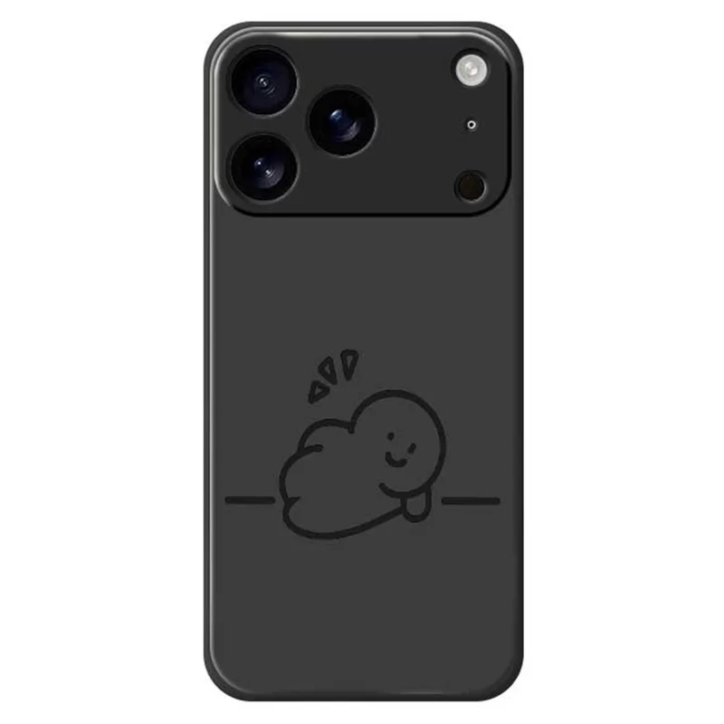 For iPhone 17 Pro Case Stick Figure Pattern Printing Straight Edge TPU Phone Back Cover - Black