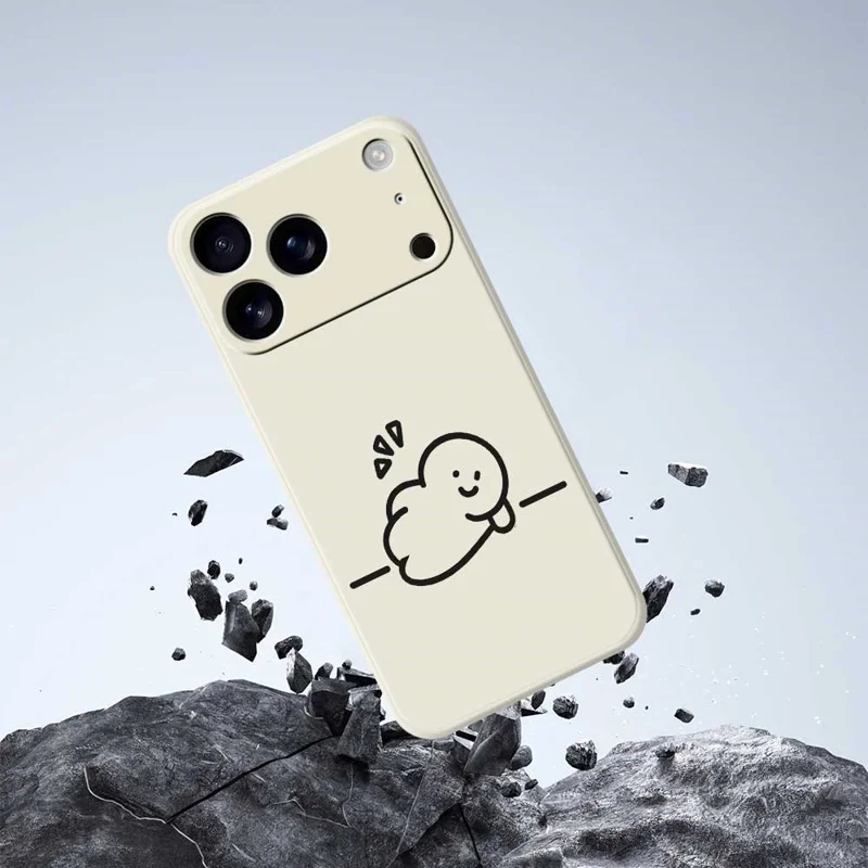For iPhone 17 Pro Case Stick Figure Pattern Printing Straight Edge TPU Phone Back Cover - Black
