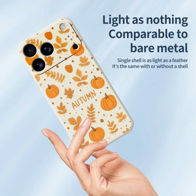For iPhone 17 Pro Case Autumn Theme Pattern Printing Straight Edge TPU Phone Back Cover - Black