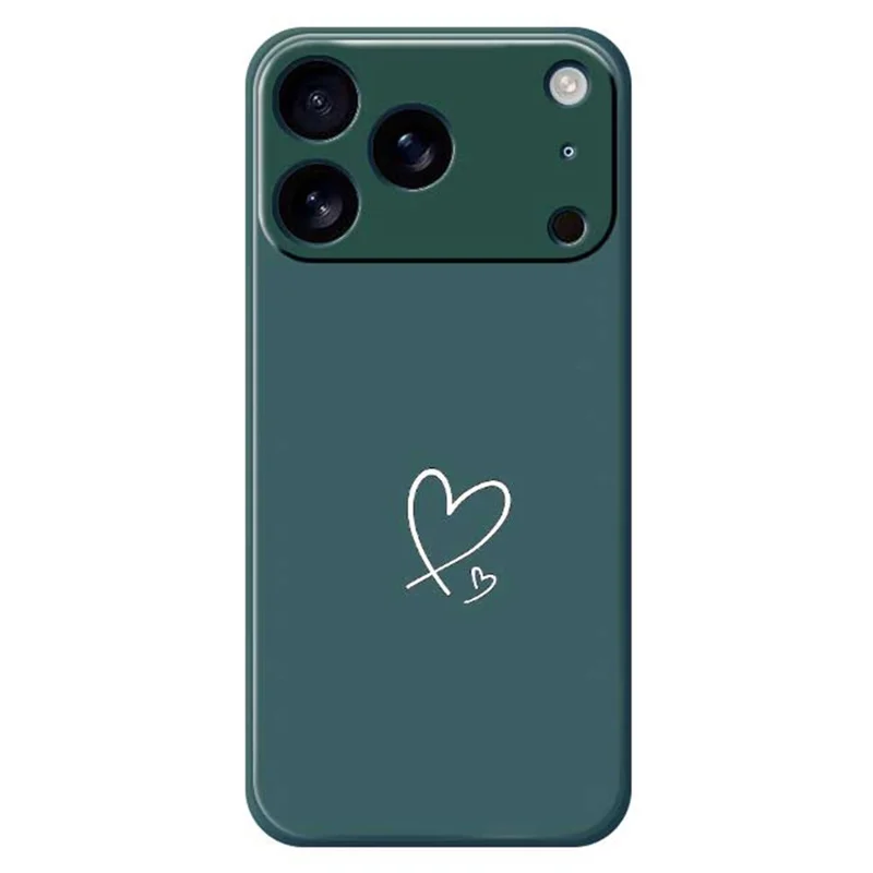 For iPhone 17 Pro Case White Love Pattern Printing Straight Edge TPU Phone Back Cover - Green