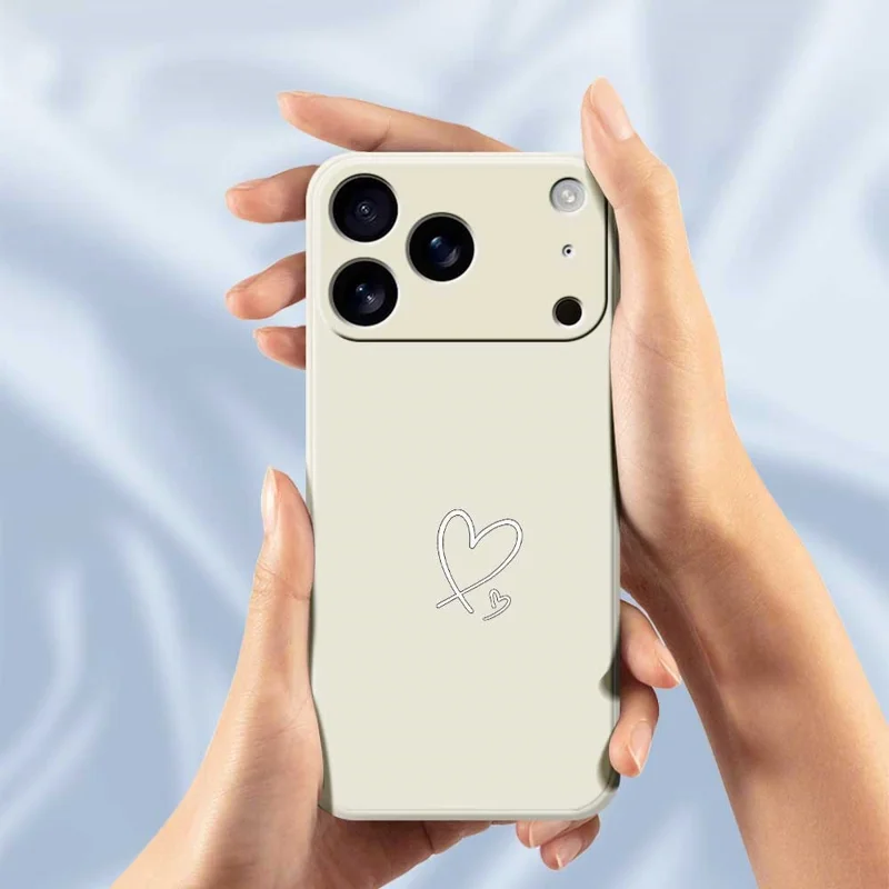For iPhone 17 Pro Case White Love Pattern Printing Straight Edge TPU Phone Back Cover - Green