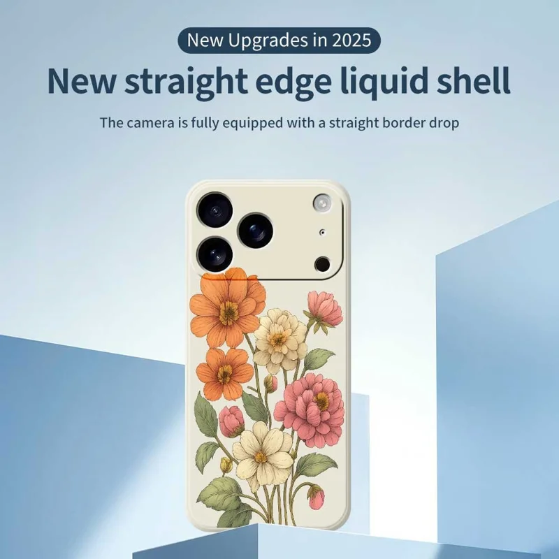 For iPhone 17 Pro Case Beautiful Flowers Pattern Printing Straight Edge TPU Phone Back Cover - Green