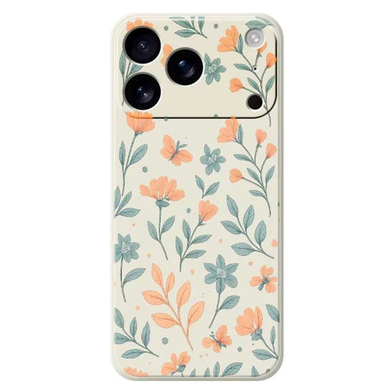 For iPhone 17 Pro Case Yellow Flowers Pattern Printing Straight Edge TPU Phone Back Cover - Beige