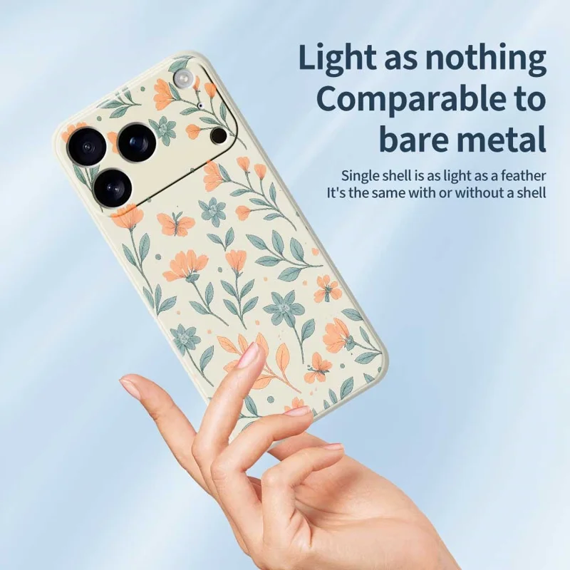 For iPhone 17 Pro Case Yellow Flowers Pattern Printing Straight Edge TPU Phone Back Cover - Beige