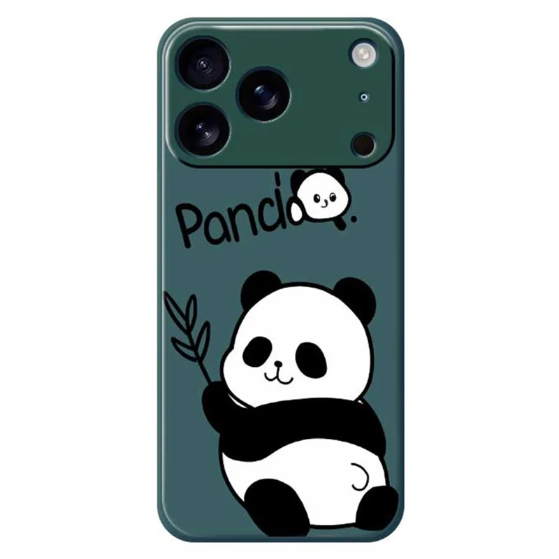 For iPhone 17 Pro Case Panda Pattern Printing Straight Edge TPU Phone Back Cover - Green