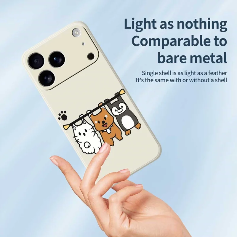 For iPhone 17 Pro Case Three Animal Dolls Pattern Printing Straight Edge TPU Phone Back Cover - Green