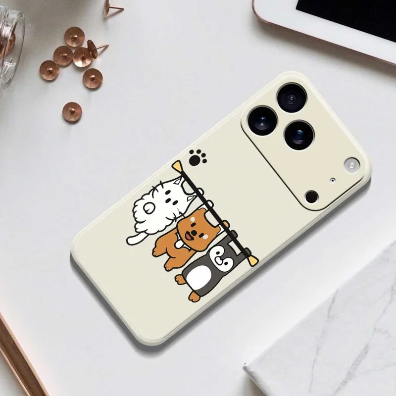 For iPhone 17 Pro Case Three Animal Dolls Pattern Printing Straight Edge TPU Phone Back Cover - Green