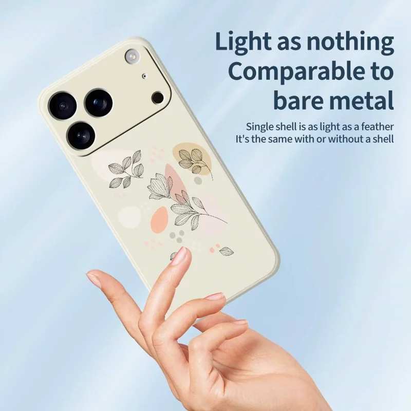 Voor iPhone 17 Pro-hoesje met schets van bladeren Patroonprint Rechte rand TPU-telefoonhoes - Zwart