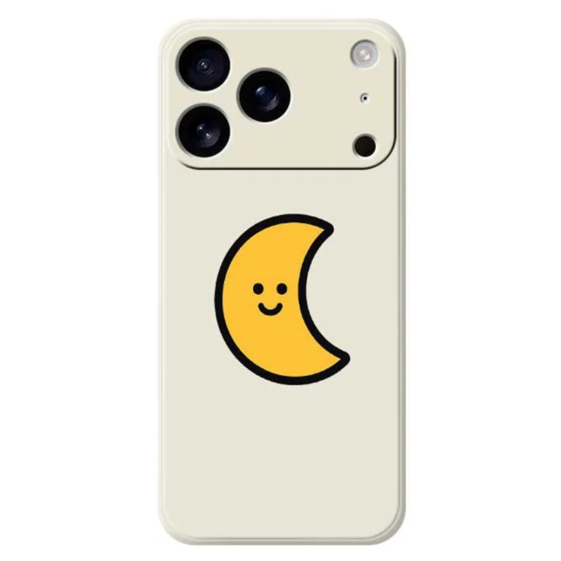For iPhone 17 Pro Case Yellow Moon Pattern Printing Straight Edge TPU Phone Back Cover - Beige