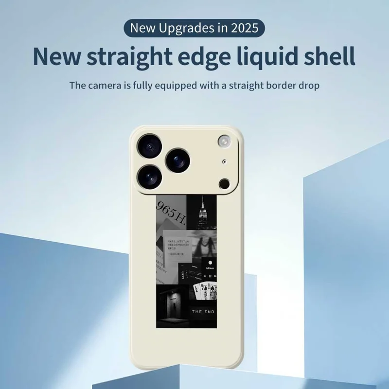 TPU-telefoonhoesje met naaipatroon voor iPhone 17 Pro, rechte rand, beige