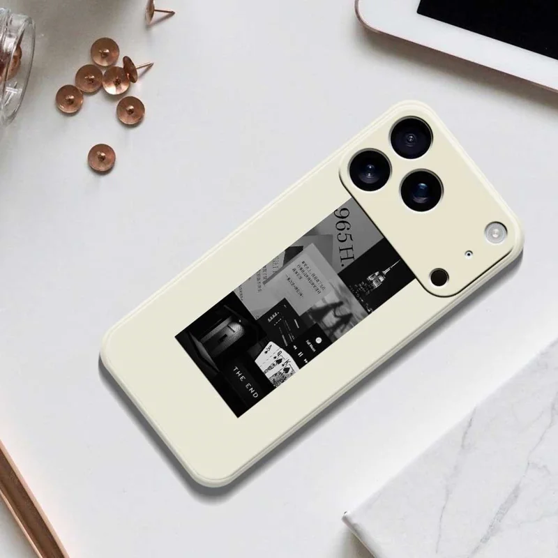 TPU-telefoonhoesje met naaipatroon voor iPhone 17 Pro, rechte rand, beige