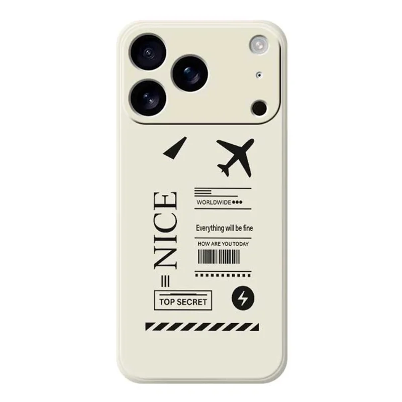 For iPhone 17 Pro Case Boarding Ticket Pattern Printing Straight Edge TPU Phone Back Cover - Beige