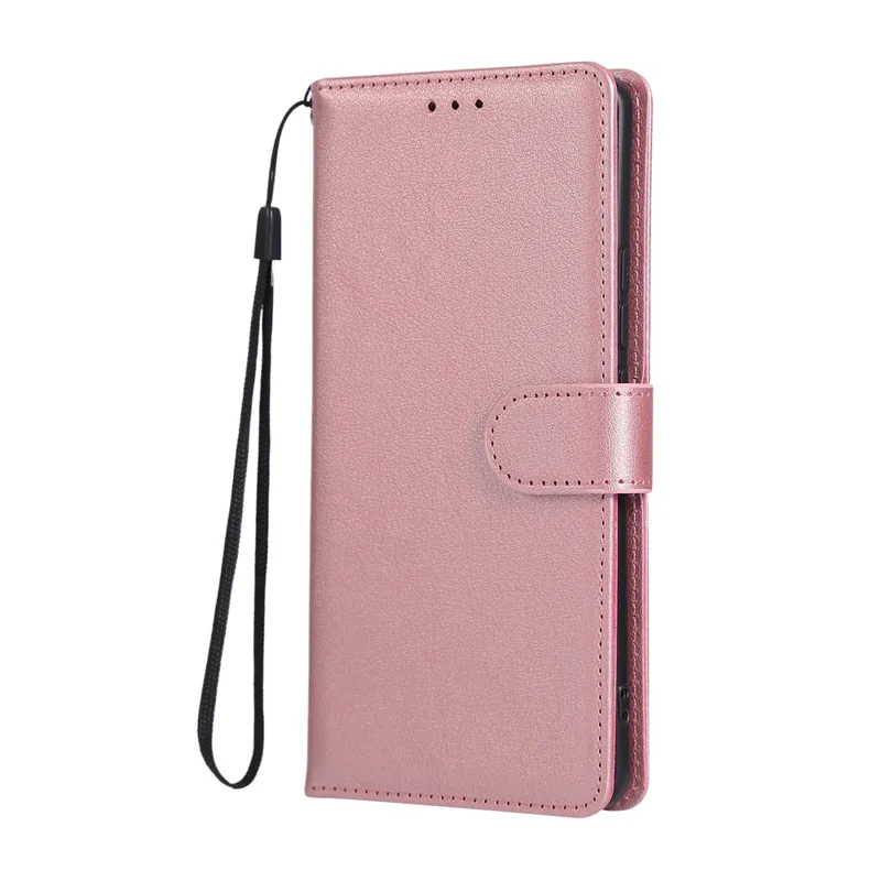 Pour Xiaomi Redmi Note 14 Pro 4G Étui Portefeuille Support Vue Cuir PU Housse de Téléphone avec Bracelet - Or Rose