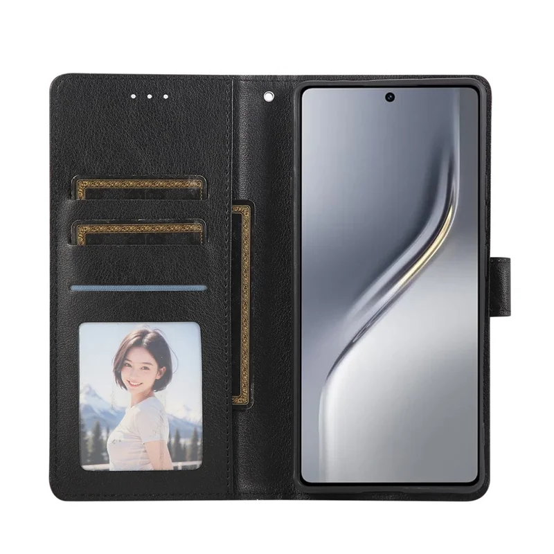 Für TECNO Camon 40 4G Hülle Brieftasche Ständer Kunstleder Handyhülle mit Handgelenkschlaufe - Schwarz