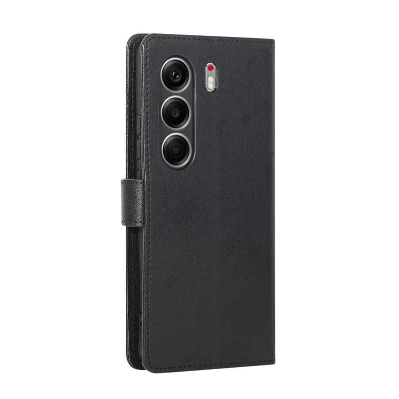 Für TECNO Camon 40 4G Hülle Brieftasche Ständer Kunstleder Handyhülle mit Handgelenkschlaufe - Schwarz