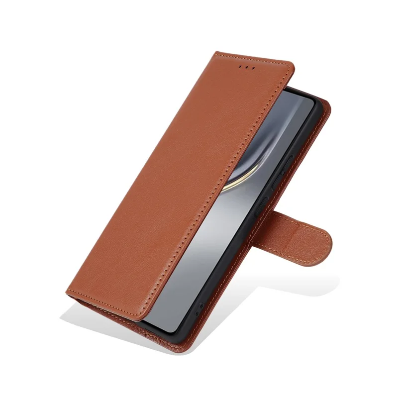 For TECNO Camon 40 4G Case Wallet Stand View PU Leather Phone Cover with Wrist Strap - Brown