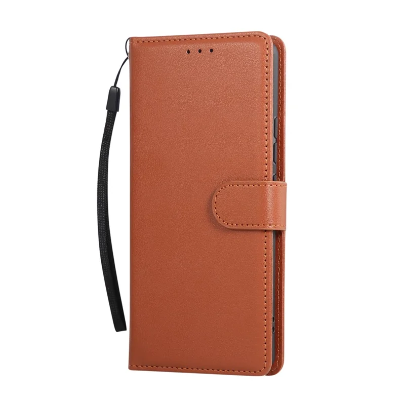 For TECNO Camon 40 4G Case Wallet Stand View PU Leather Phone Cover with Wrist Strap - Brown
