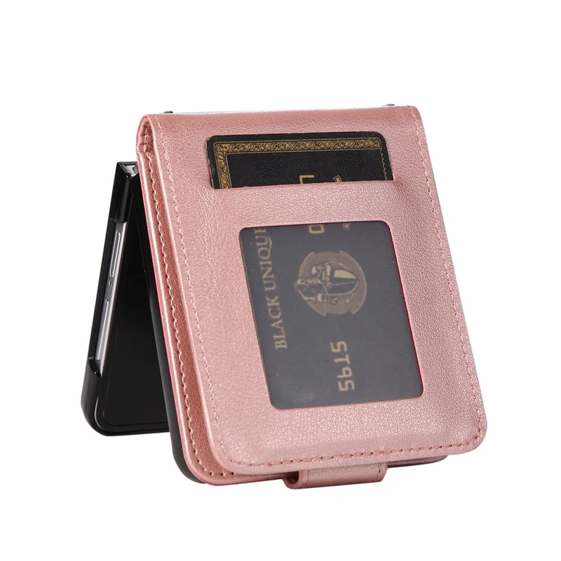 For Samsung Galaxy Z Flip7 5G Case Magnetic Clasp PU Leather Phone Cover with Card Slot - Rose Gold