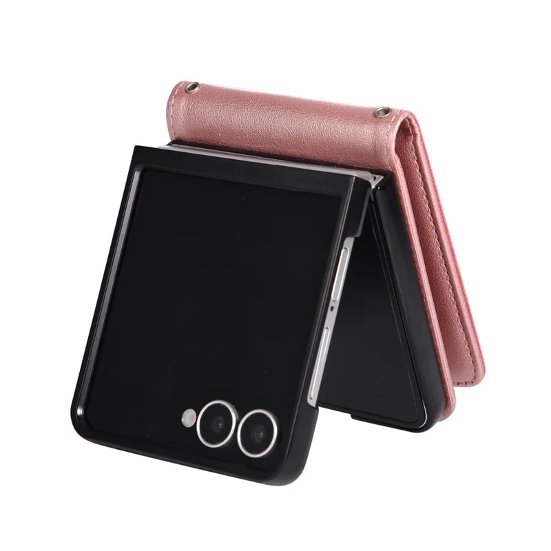 For Samsung Galaxy Z Flip7 5G Case Magnetic Clasp PU Leather Phone Cover with Card Slot - Rose Gold