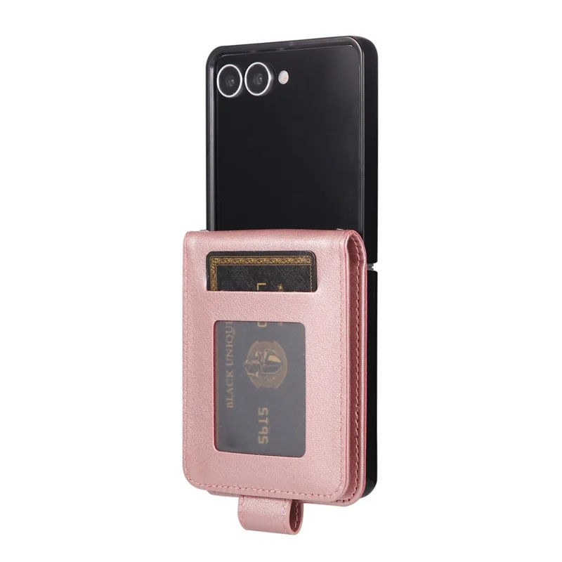 For Samsung Galaxy Z Flip7 5G Case Magnetic Clasp PU Leather Phone Cover with Card Slot - Rose Gold